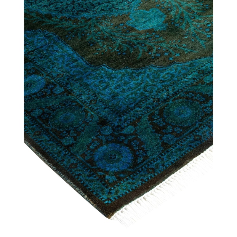 Overton Hand Knotted Wool Vintage Inspired Modern Contemporary Overdyed Blue Area Rug - 2' 8" x 4' 1"