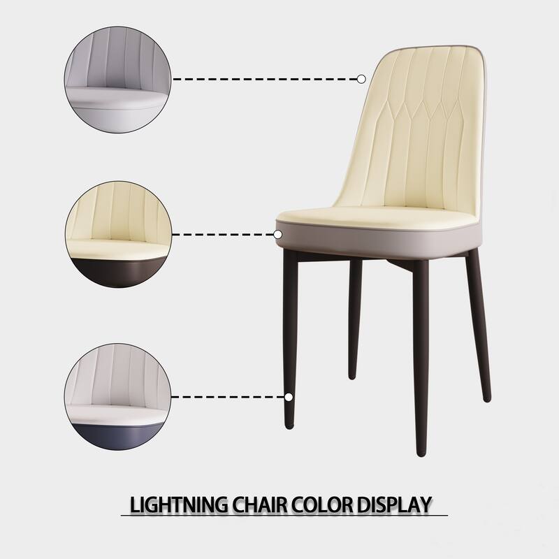 Modern Dining Set with Rectangular Glass Table & PU Upholstered Chairs