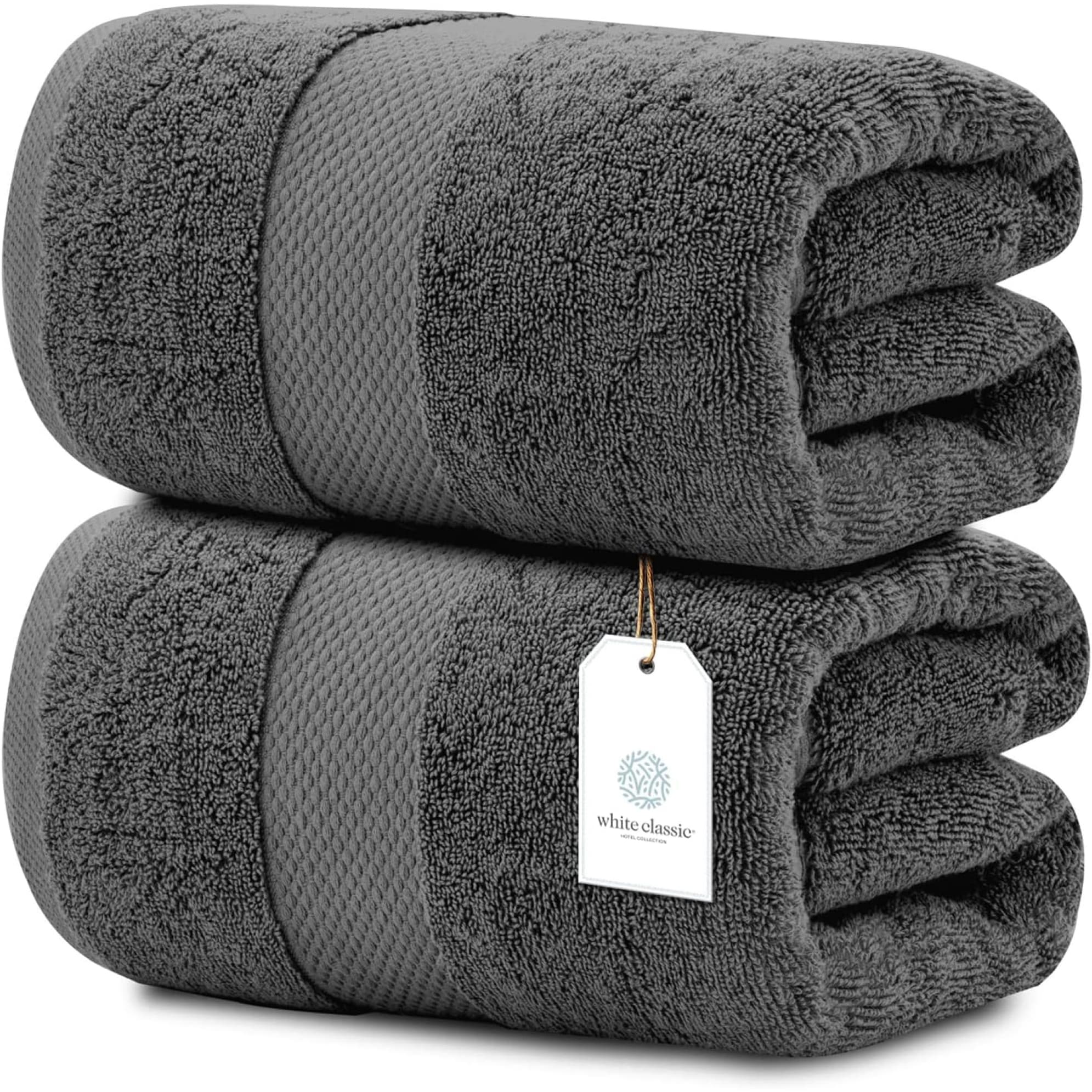 White Classic Luxury Cotton Oversized Bath Sheet 35x70 - Set of 2