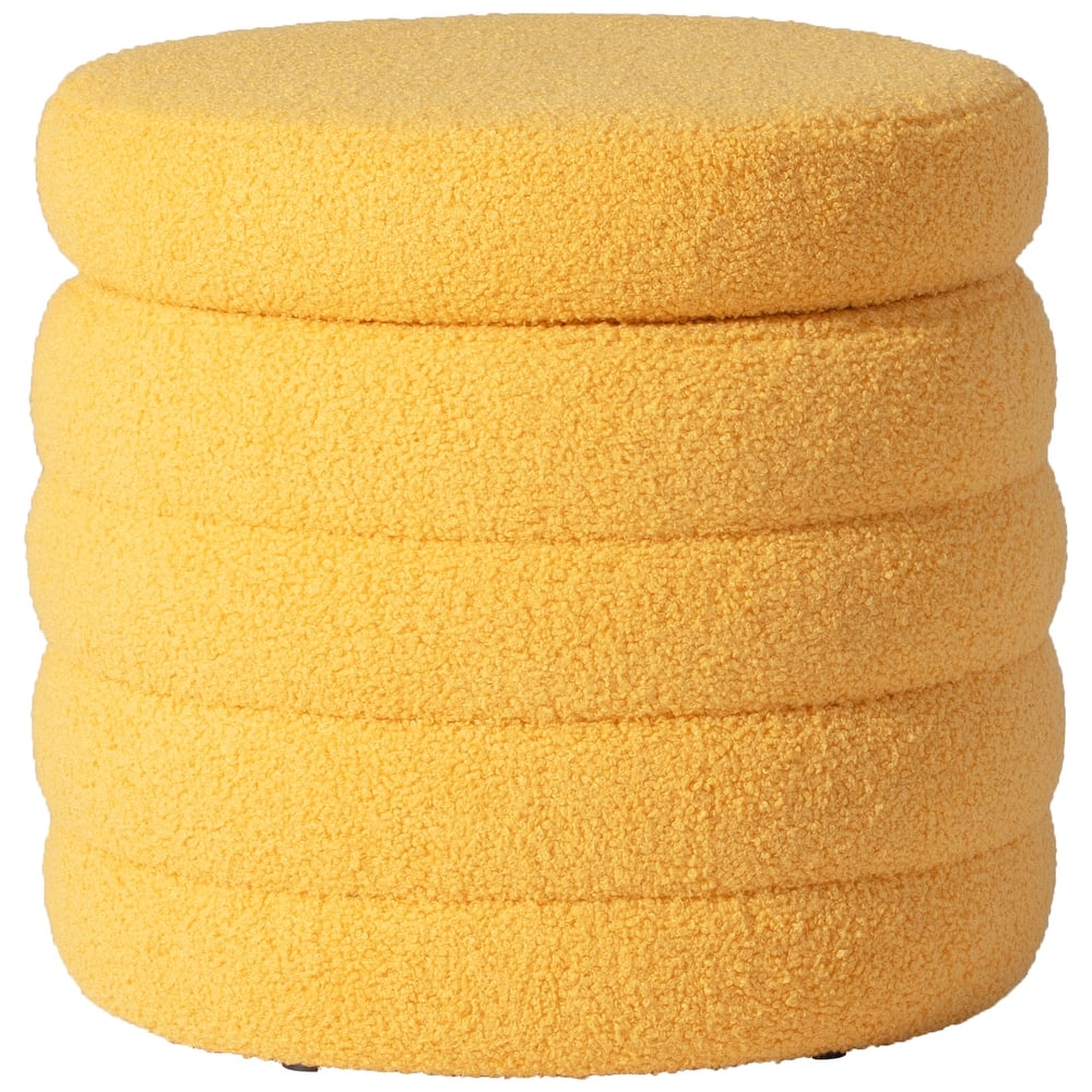 Bayville 16" Tall Sherpa Round Ottoman With Storage
