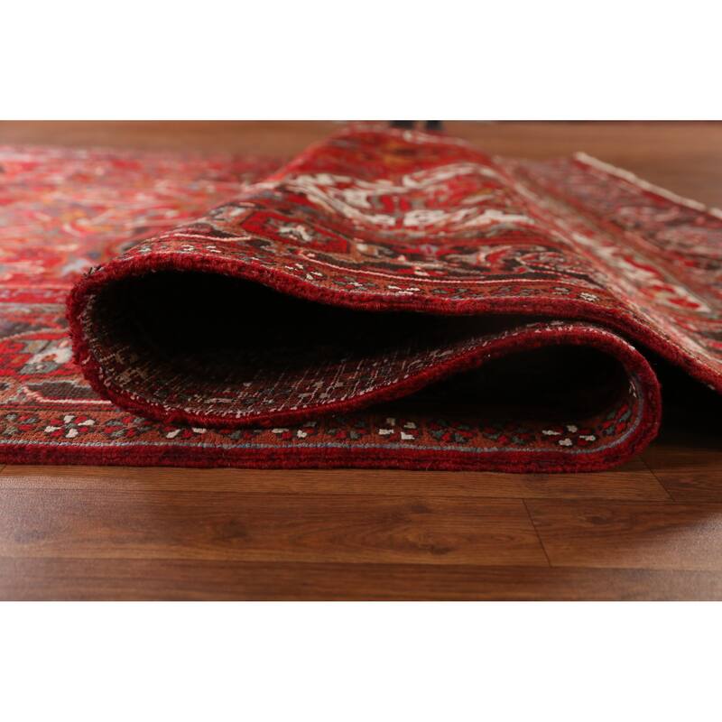 Hand Knotted Oriental 100% Wool Carpet Traditional Floral Red Heriz Area Rug - 11' 8'' X 7' 10''