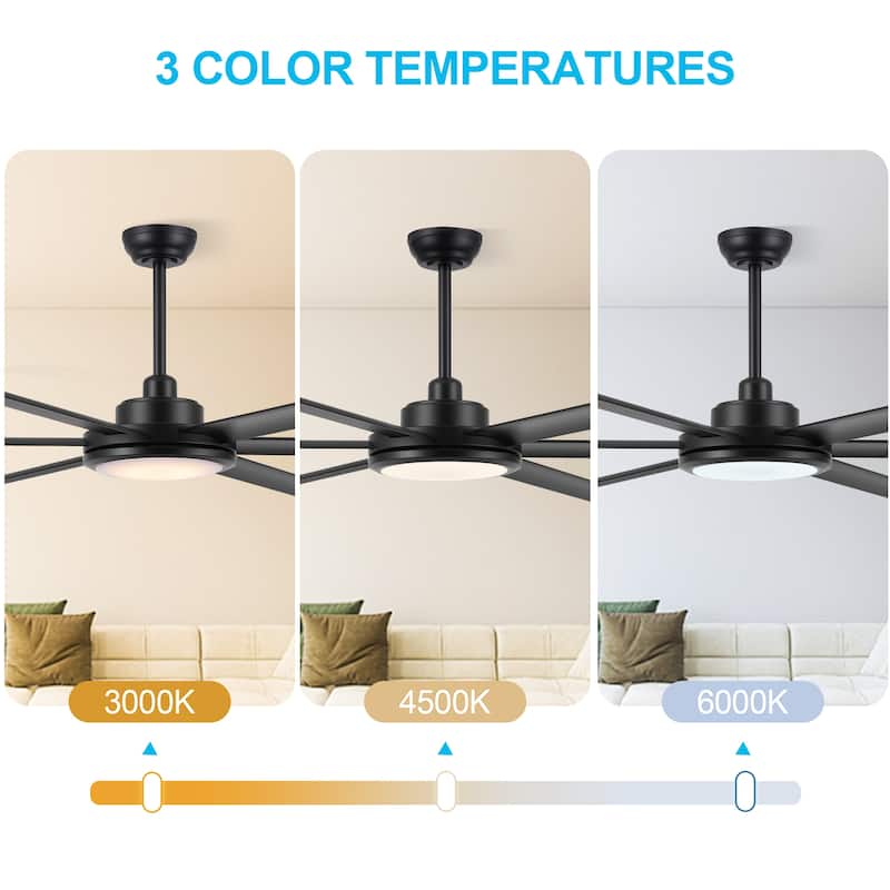 MLiAN 96 In. 6 Aluminium Blades Indoor Ceiling Fan with Light Kit and Remote - 96"