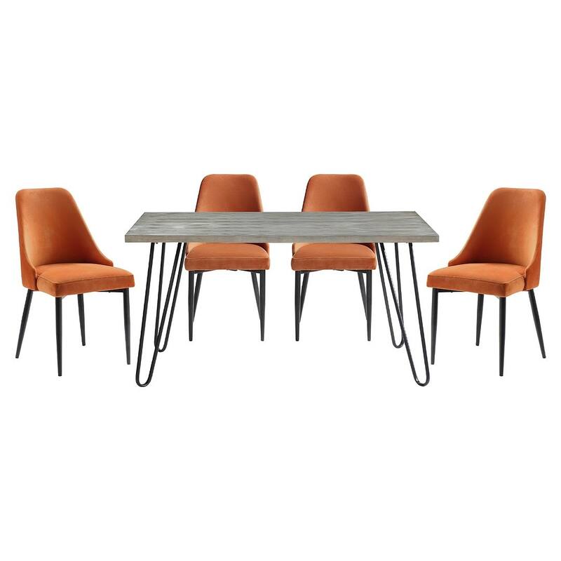 Modern 5-Piece Dining Set in Wood Finish with Metal Frame Stylish