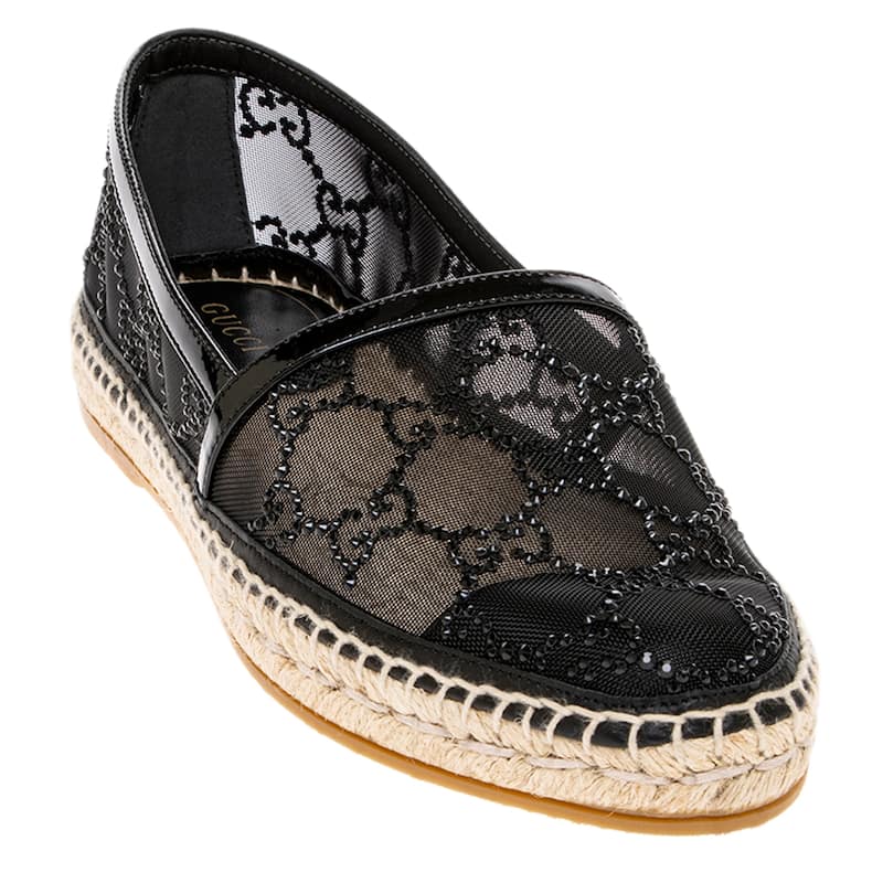 Gucci Crystal Embellished GG Pattern Espadrilles - 38 EU