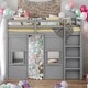preview thumbnail 1 of 16, Wood Twin Size Loft Bed with Built-in Storage Wardrobe and 2 Windows - Perfect for Play and Sleep - Gray Grey
