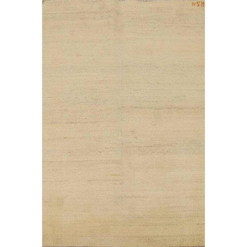 Gabbeh Modern Rug Hand-Knotted Solid Contemporary Wool Carpet - 3'11"x 5'10"