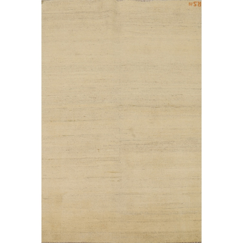 Gabbeh Modern Rug Hand-Knotted Solid Contemporary Wool Carpet - 3'11"x 5'10"