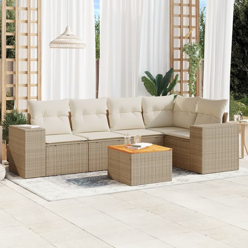 vidaXL Garden Sofa Set Black - 21.7 x 21.7 x 14.6 - Beige Large