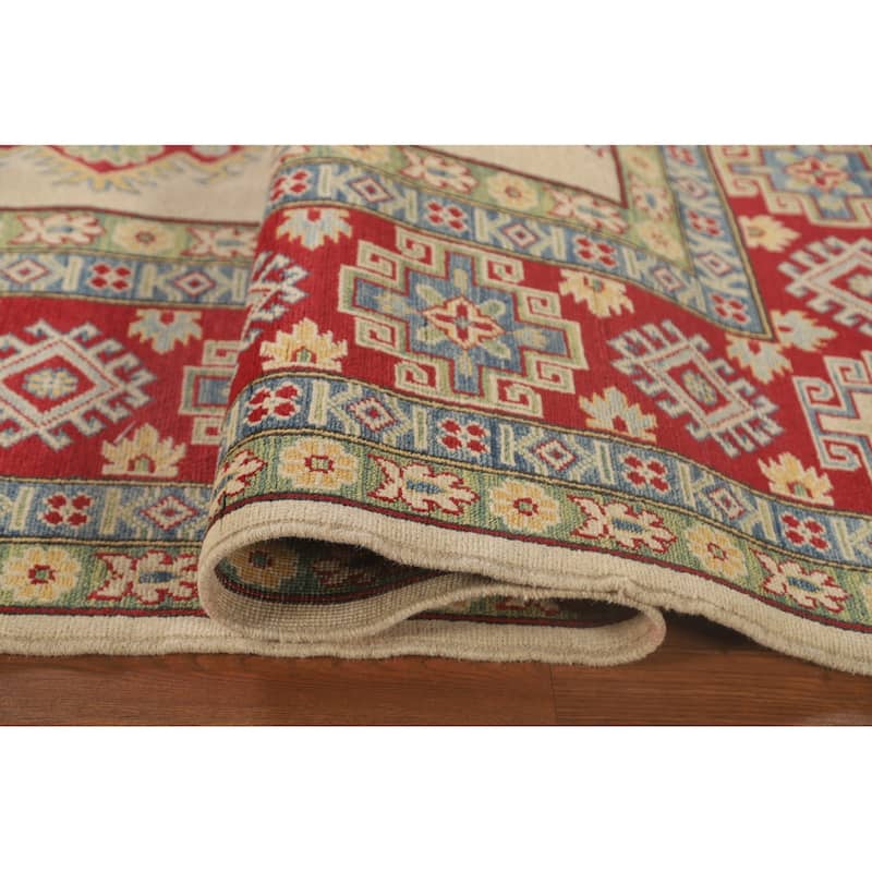Geometric Kazak Area Rug Hand-Knotted Wool Carpet - 8'5"x 11'11"