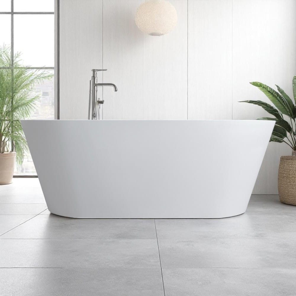 KISRAIS 63" x29.5" x22" Freestanding Solid Surface Soaking Bathtub