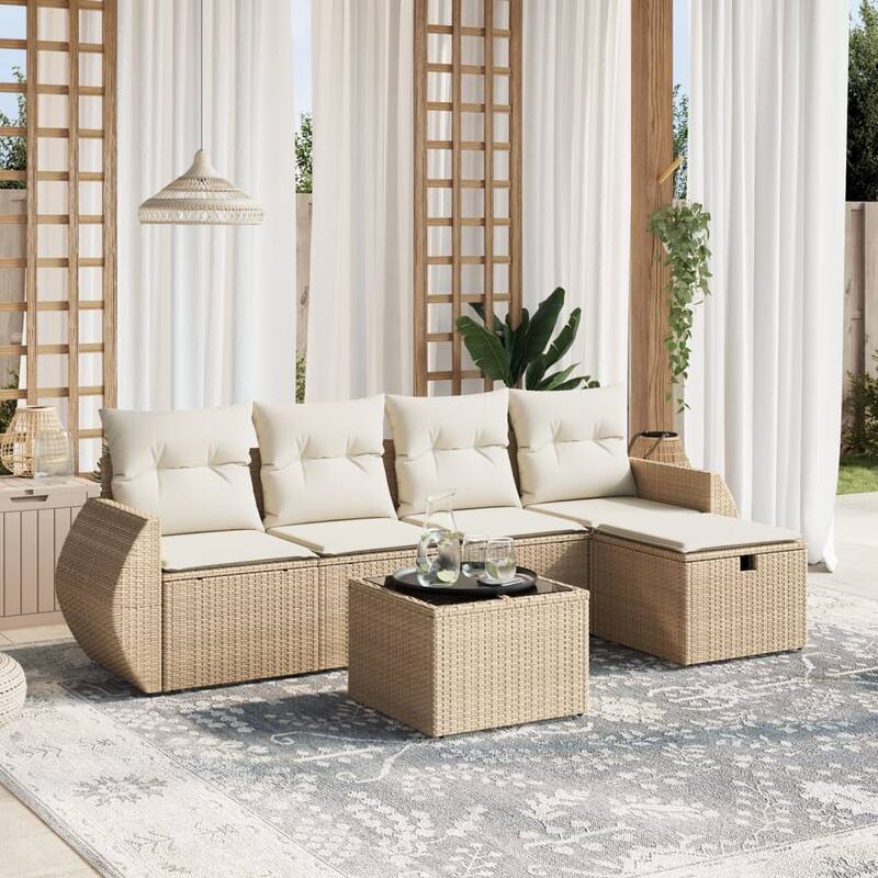 vidaXL Garden Sofa Set - Beige and cream Large  - form2