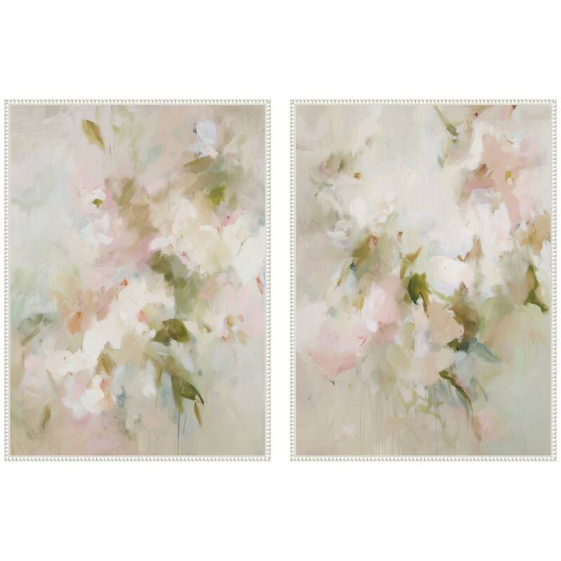 Kate and Laurel Bloom No. 1 & No. 2 2 Piece Framed Canvas Wall Art Set by Amy Lighthall - 2 Piece Set 28x38 - White