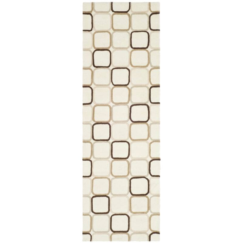 SAFAVIEH Handmade Soho Cierra N.Z. Wool Rug - 2'6" x 6' Runner - Ivory/Multi
