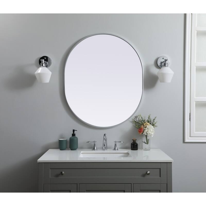 Indigo Home Metal Frame Oval Mirror 30x36 Inch