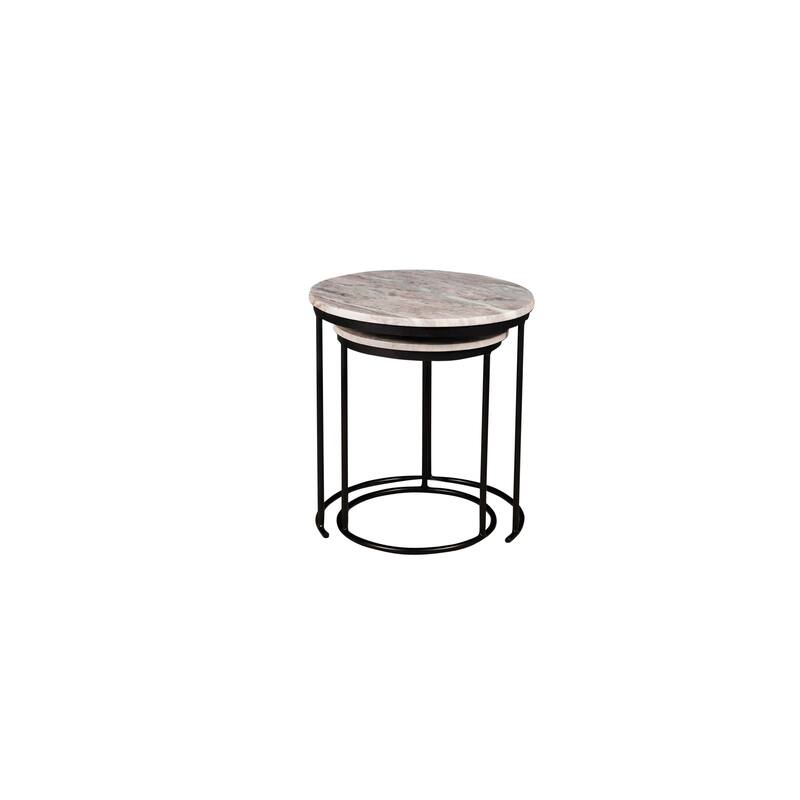Marble Nesting Coffee Table Set Of 2 With Metal Frame