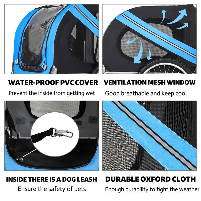 Large Folding Bike Trailer for Dogs, 100LB Capacity All-Terrain Pet Carrier for Cycling, Jogging, Camping & Outdoor Adventures