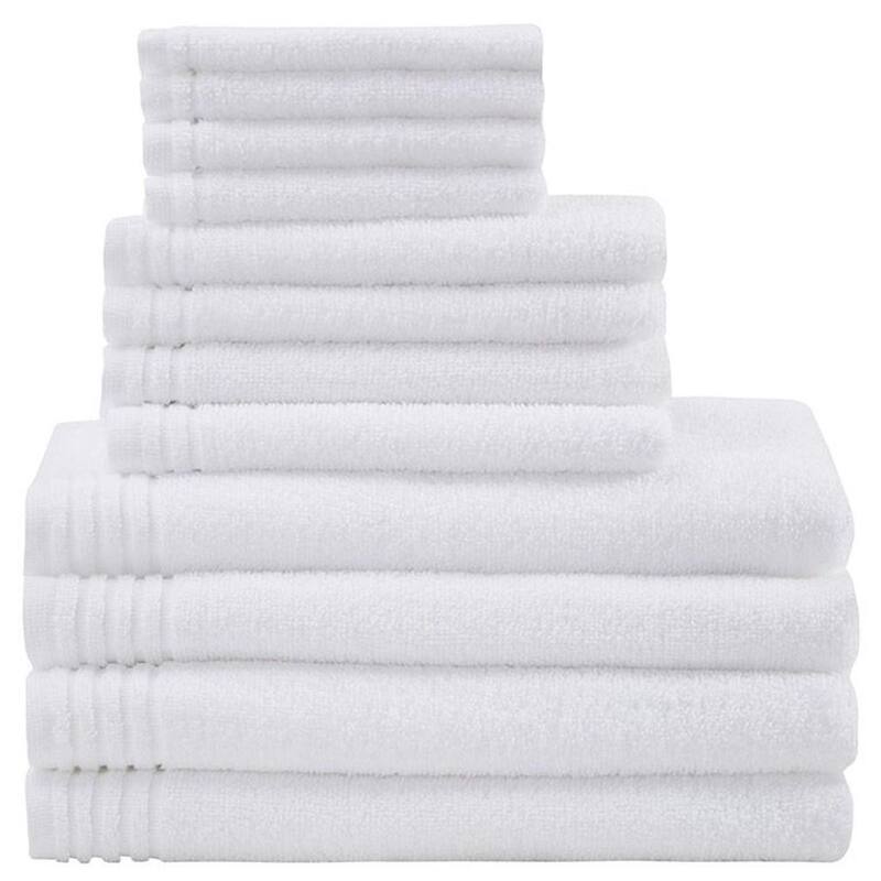 HomeRoots Set of Twelve White Cotton Quick Dry Towel Set - 52.00' X '28.00' X '0.02
