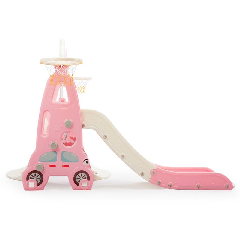 5-in-1 Kids Slide with Swing, Basketball Hoop and Toss Ring