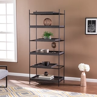 SEI Furniture Demille Contemporary Black Wood Etagere