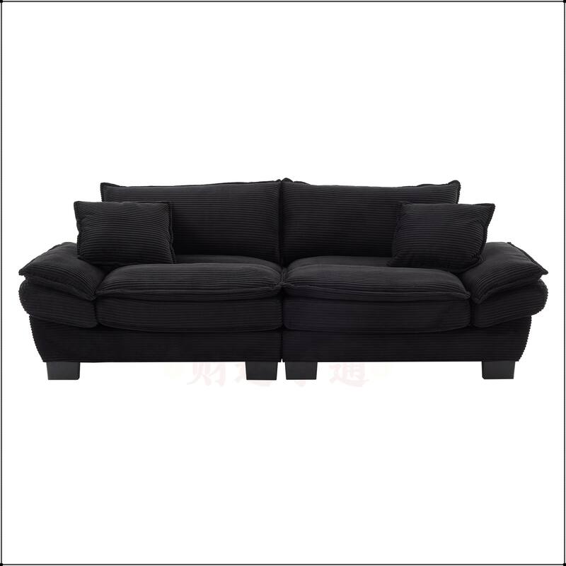 Corduroy Sofa Sleeper with Pillows