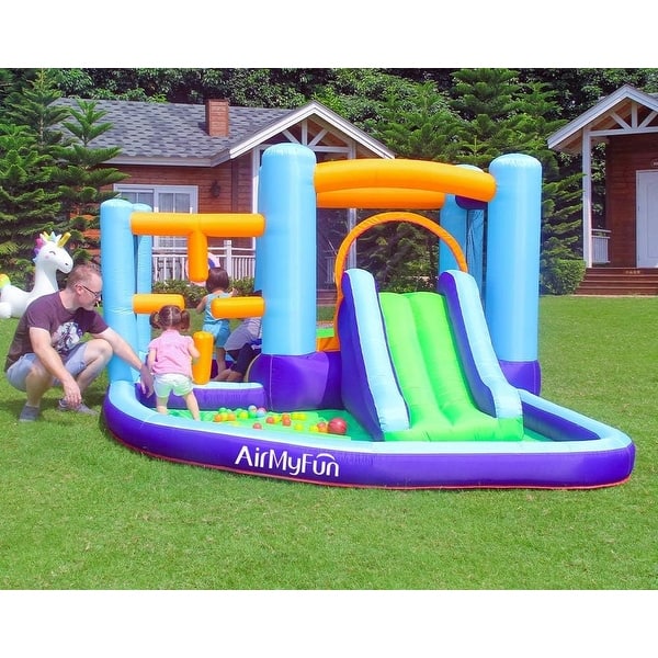 slide 2 of 7, Inflatable Bounce House, Bouncer & Slide with Air Blower,with Ball Pool and Carry Bag Kids