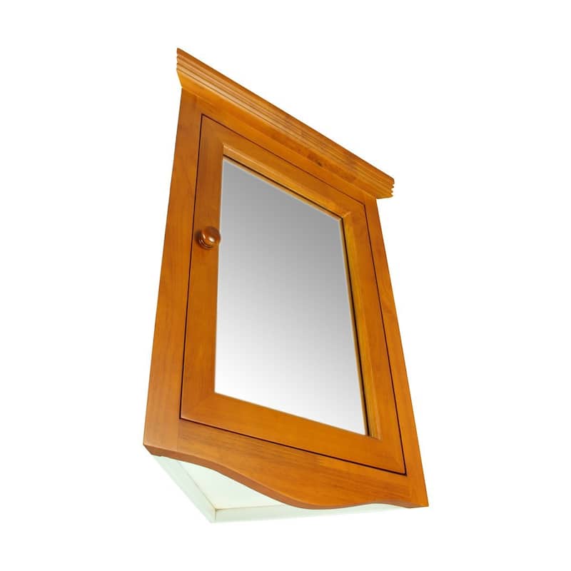 Golden Oak Corner Medicine Cabinets 27-1/8 in. x 20-1/8 in. with Recessed Mirror and Mounting Hardware Renovators Supply