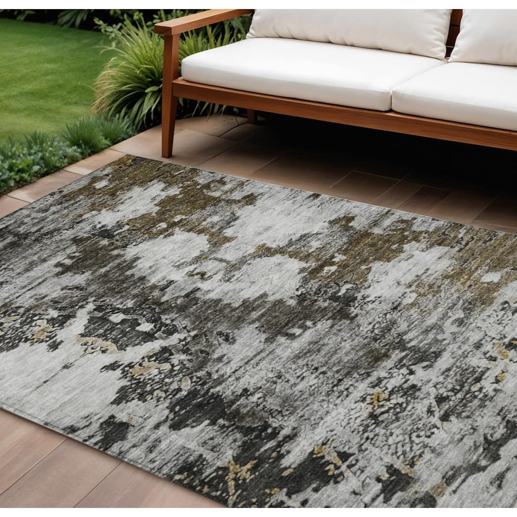 HomeRoots Abstract Transitional Rectangle Outdoor Rug