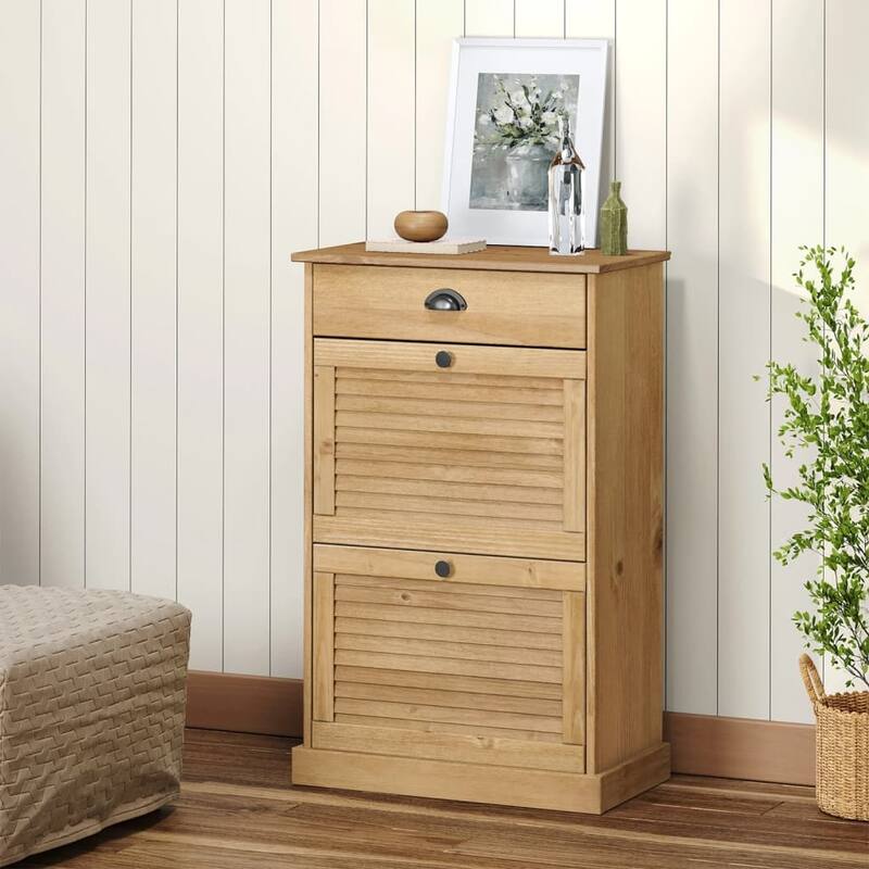 vidaXL Shoe Cabinet Honey Solid pine wood, engineered wood, metal Medium - 13.8 x 23.6 x 37.8