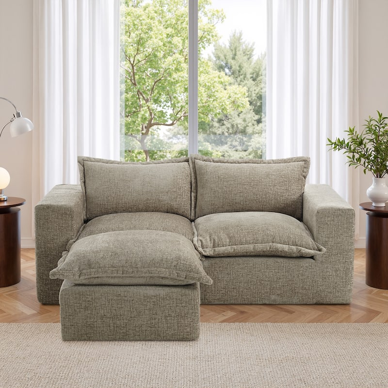 Chenille No Assembly Modular Sectional Sofa Cloud Couch with Ottoman
