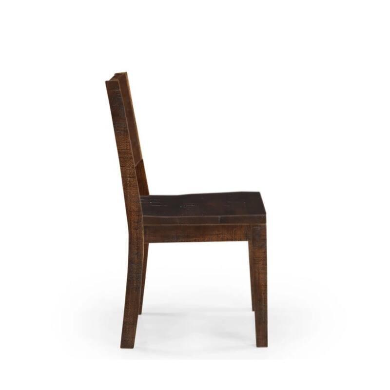 Dark Solid Mango Wood Simple Chair - Set of 2 - N/A