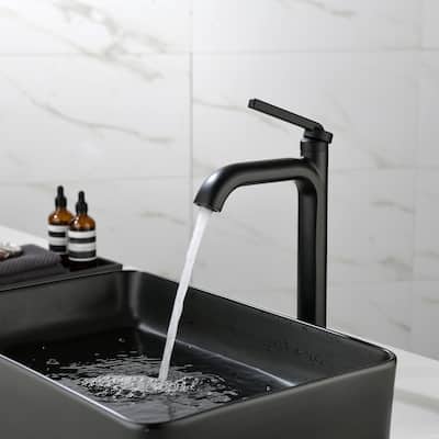 12 in.H Modern Matte Black/ Brushed Gold Single Handle Bathroom Faucet includes Hardware