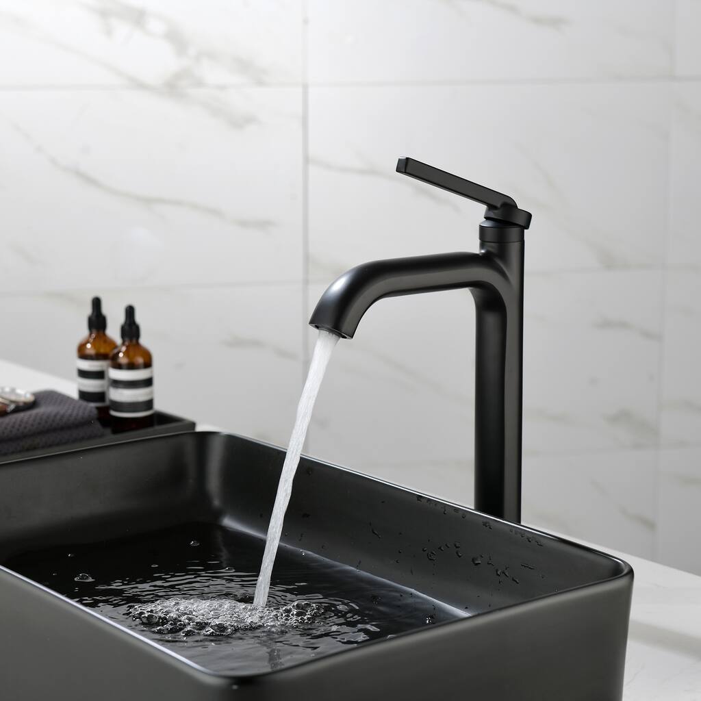 12 in.H Modern Matte Black/ Brushed Gold Single Handle Bathroom Faucet includes Hardware