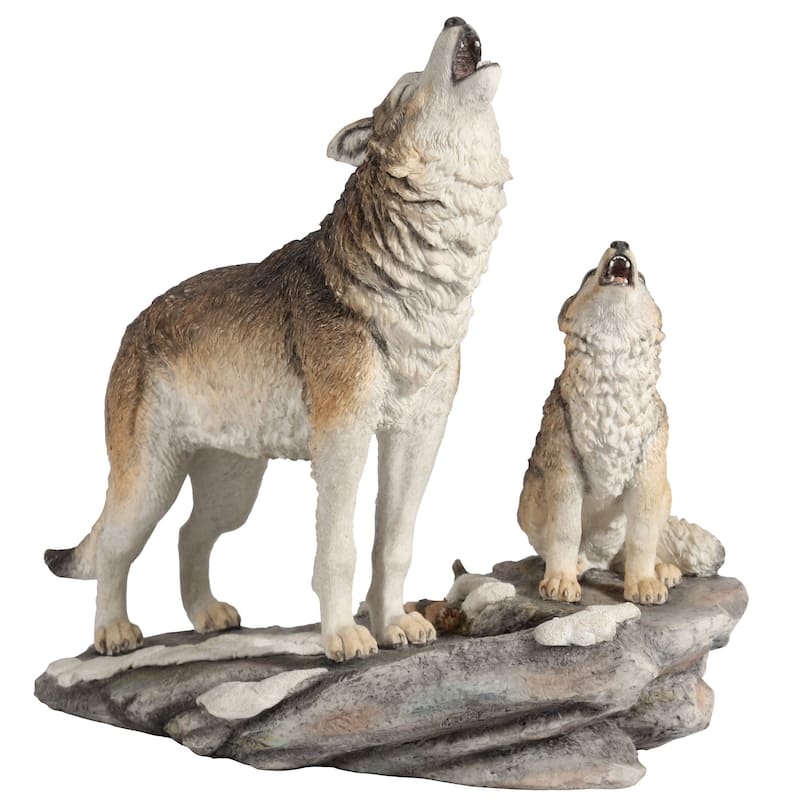 10.63" H HOWLING WOLF AND CUB Resin - 6.5"x10.63"x9.84"