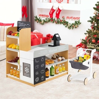 Pretend Wooden Play Store Toddler Supermarket Playset Grocery Store