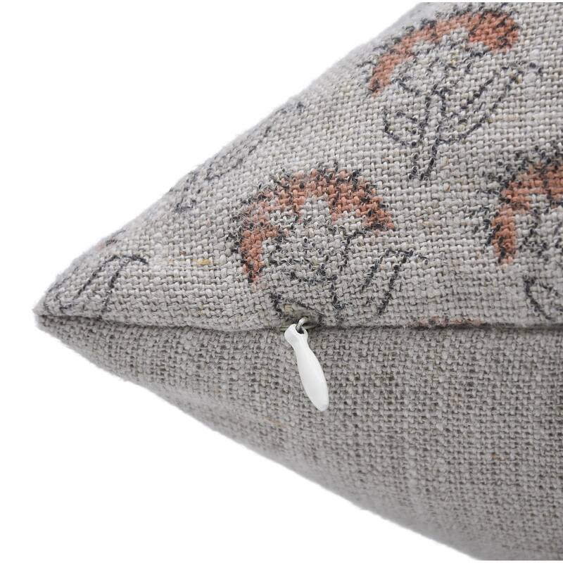 Linen Square Block print pillow Cover - Juju Flower