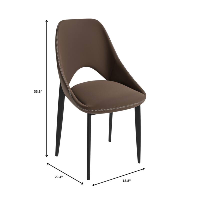 Amalfi Mid-Century Modern Upholstered Dining Chair - Open Back Side Chair with Metal Legs for Kitchen, Dining Room & Living Room