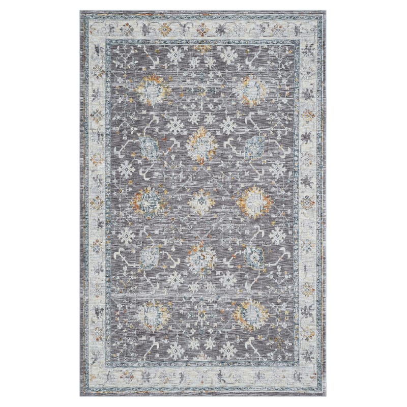 Sevita Gray/Blue Classic Traditional Indoor Area Rug - 7'9" x 9'9"