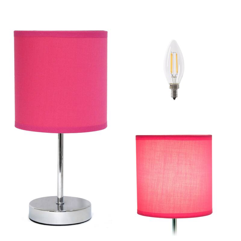 Simple Designs 11.81" Basic Mini Table Lamp with Feit LED Bulb Included - 11.81 - Hot Pink