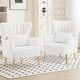preview thumbnail 28 of 65, HOMYKA Modern Wingback Arm Chair Upholstered Accent Chair Set of 2 White - Teddy