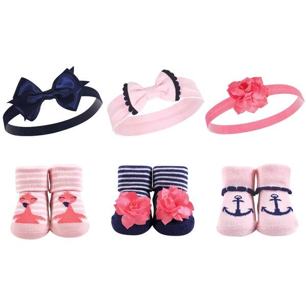 slide 1 of 1, Hudson Baby Infant Girl Headband and Socks Giftset 6pc, Flamingo, One Size - Flamingo 6-Pack Flamingo 6-Pack - One Size