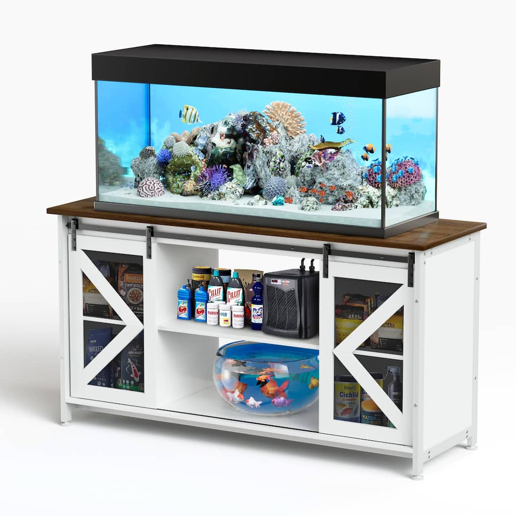 Anmytek 80 Gallon Heavy Duty Metal Aquarium Stand with Cabinet for Fish Tank Accessories Storage