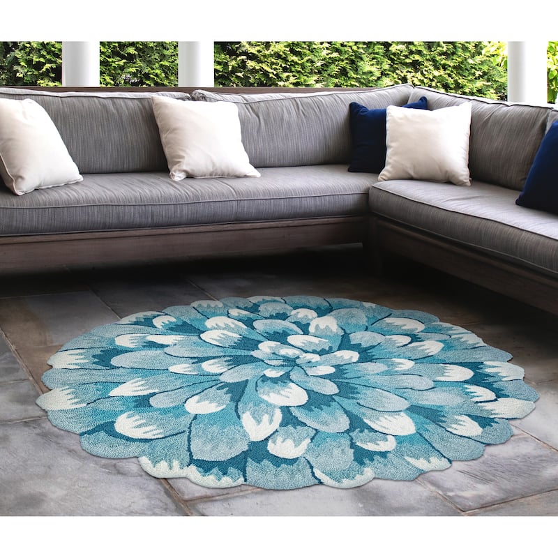 Liora Manne Frontporch Mum Indoor/Outdoor Rug - 5' Round