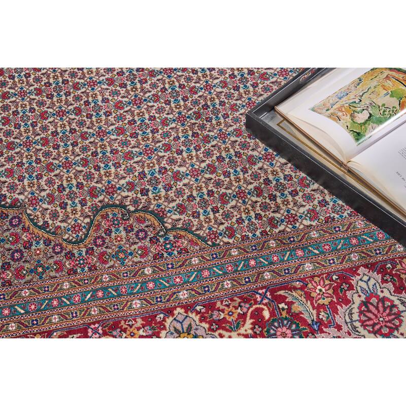 EXQUISITE RUGS ONE-OF-A-KIND Super Fine Tabriz Hand Knotted Red/Red Rug - 9'3"x12'2"