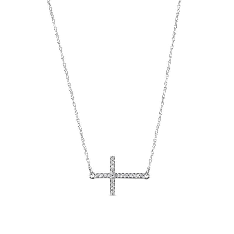 10K Gold 1/20ct TDW Diamond Cross Pendant Necklace for Women