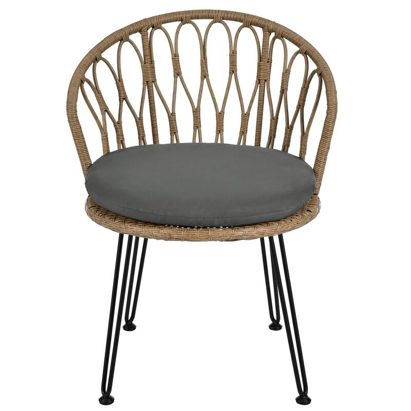 Outdoor Leisure Set,2 Rattan Single Chairs With A Glass Round Table,Perfectly Suited For Patios,Balconies,And Courtyards