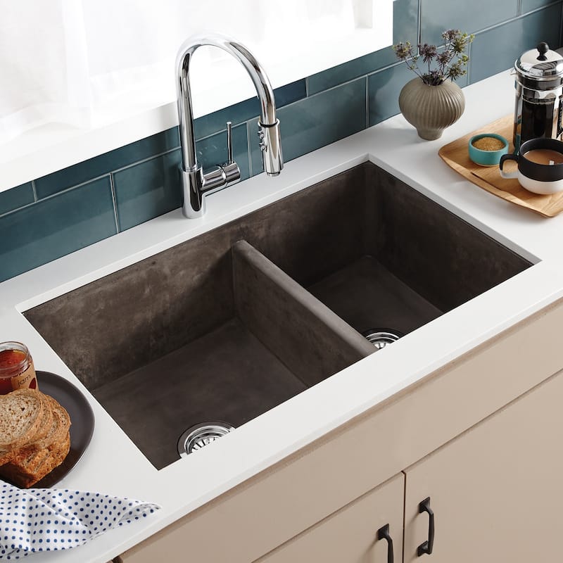 Farmhouse 33-inch Double Bowl NativeStone Kitchen Sink - 33" x 21" x 10.25"