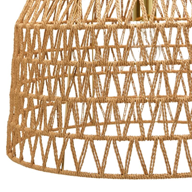 Open Weave Metal and Paper Rope Ceiling Light