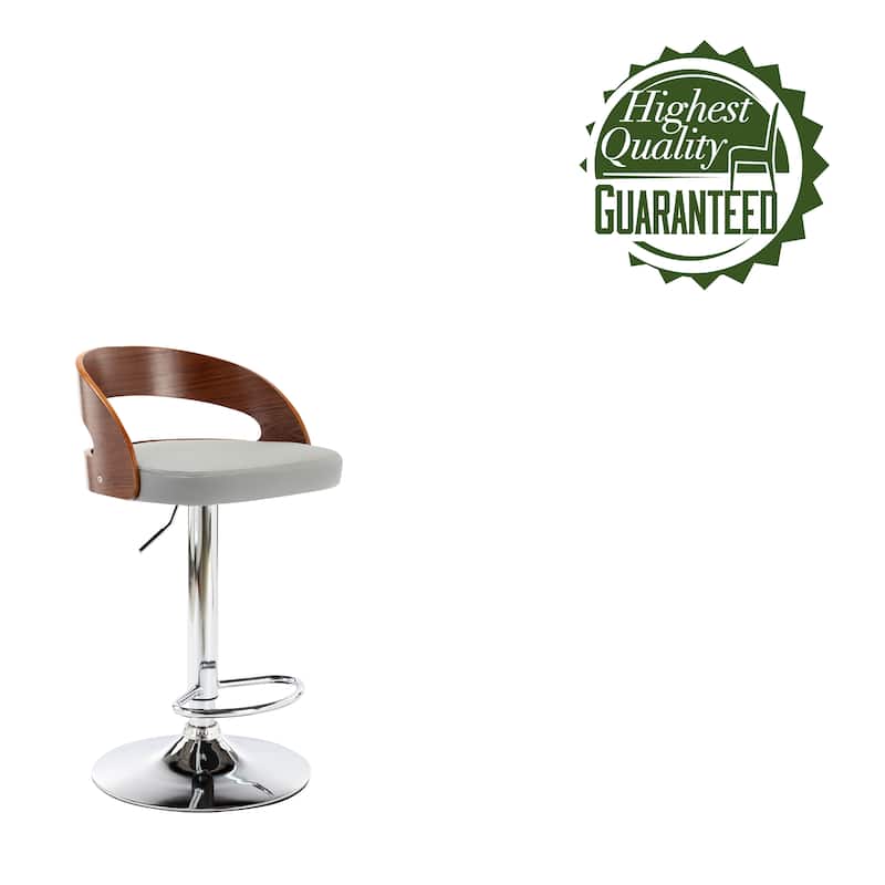 Porthos Home Shane Swivel Adjustable Height Faux Leather Mid-Century Bar Stool