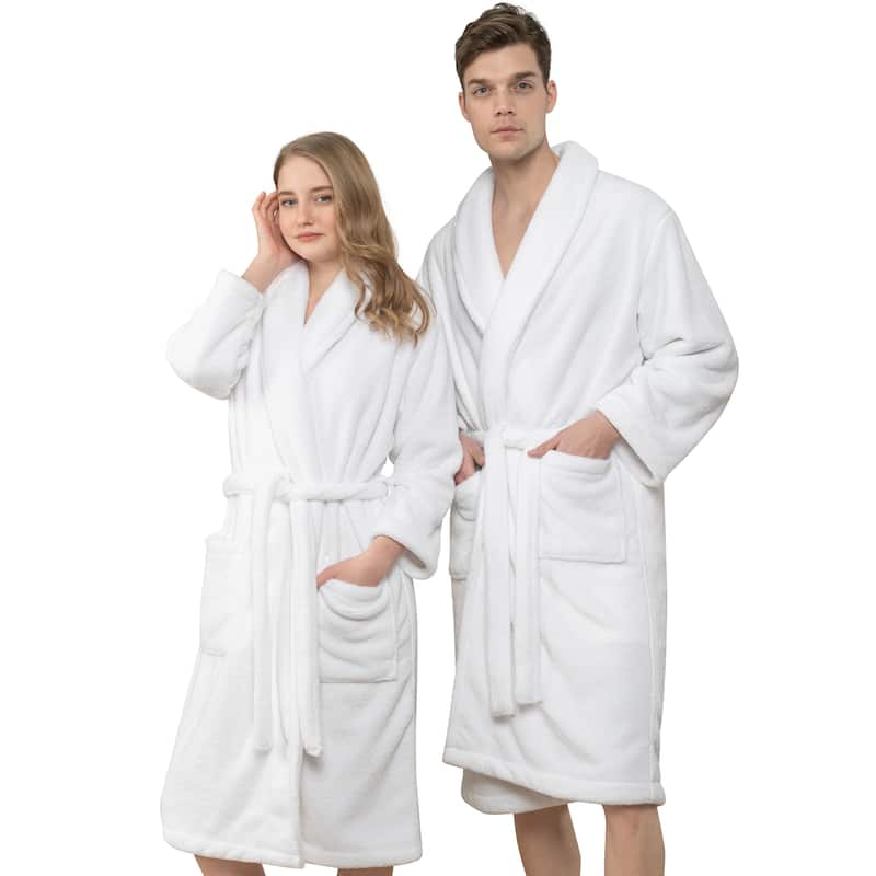 American Soft Linen Mens and Womens Robe Warm Fleece Unisex Bathrobe - XL-XXL