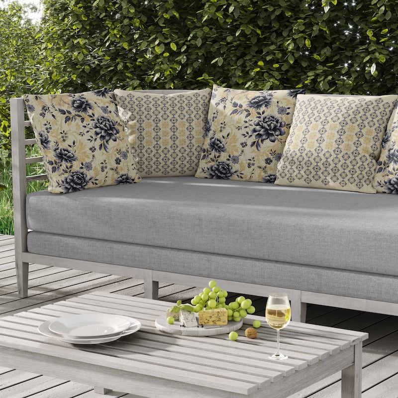Nature's Canvas Indoor/Outdoor Reversible Throw Pillow Yellow and Grey